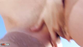 Nataly Divine: Hot Emo Cutie Striping on a Beach