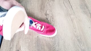 Cum on her red Keds