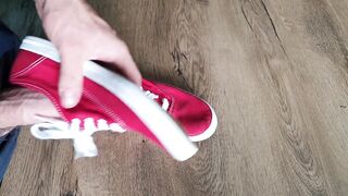 Cum on her red Keds