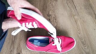 Cum on her red Keds
