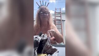 Large Breasts and Birthday Cake Celebration