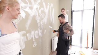 Golden-haired chicks love booty slam at work
