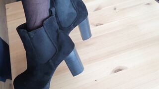 Cum on her ankle boots