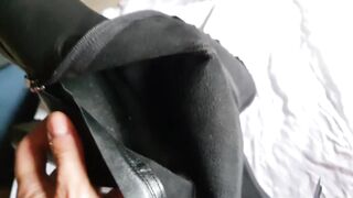 Cum on girlfriend leather highboots