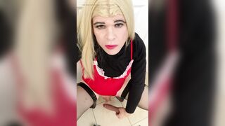 Amateur Sissy Crossdresser try’s to squirt on sex-toy for Dad and talks about him paying $8k for her breast implants Part 4-