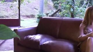 Large bazookas golden-haired trans woman likes the dick in booty in throat