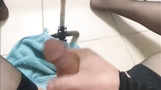 Part two Crossdresser Jerk Off and CUM compilation sissy in underware haunch high nylons and heels discharges cum from her large co