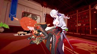 Futas Raiden, Mavuika and Arlecchino 3some