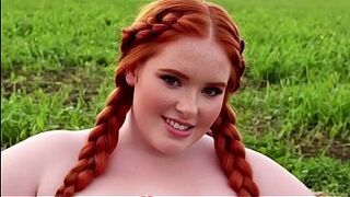 Chubby milkmaid. Sex on the farm. Large titties. (AI).