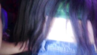 My stepbrother's girlfriend sees me masturbating and ends up helping me suck his wang