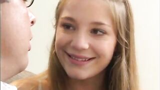 Cute wench takes knob in throat, cunt and butt then jizzed on after sucking two cocks