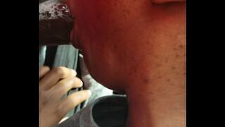 Getting black head in the car. Came in her throat!