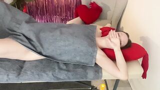 Barely legal tiny brunette hair holding her climax for the whole massage session but in the end...