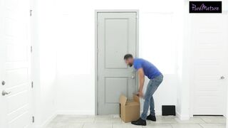 Lonely Cougar Lets Mover Plough Her Box After Moving Boxes All Day