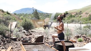 Filthy Hunk Showers Off With The Hoes & Sprays Down Some Seed