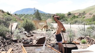 Filthy Hunk Showers Off With The Hoes & Sprays Down Some Seed