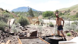 Filthy Hunk Showers Off With The Hoes & Sprays Down Some Seed