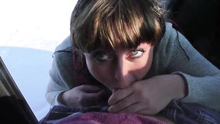 SLOPPY BLOW JOB AND CUM GULP IN THE CAR