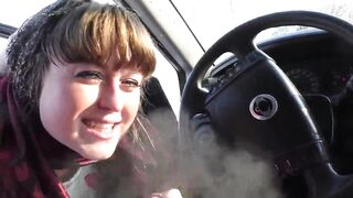 SLOPPY BLOW JOB AND CUM GULP IN THE CAR