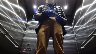 Elevator Jerking Off during Coronavirus Cums Large