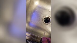 Bawdy urinate into the kitchen sink