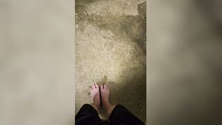 Immodest lengthy feet pee outdoors
