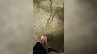Immodest lengthy feet pee outdoors