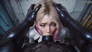 Gwen Stacy Destroyed by BBC - Mouth-Screwed & Twat Flooded with Cum - AI GENERATED