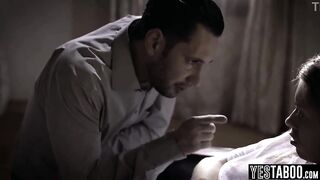 Aged excited doctor manipulates and pounds a tiny teen patient hardcore
