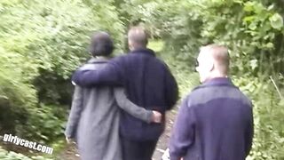 Lisa and her cuckold outdoor trio