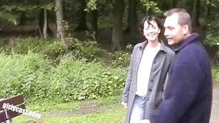 Lisa and her cuckold outdoor trio