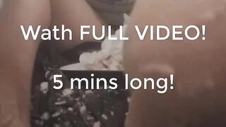 University student steps on cake, food bashing with feet
