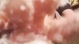University student steps on cake, food bashing with feet