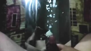 Biggest spunk fountain on mirror