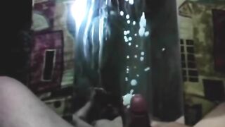 Biggest spunk fountain on mirror