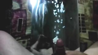 Biggest spunk fountain on mirror