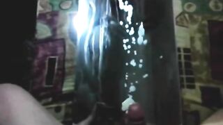 Biggest spunk fountain on mirror