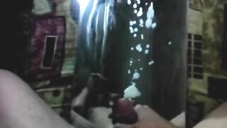 Biggest spunk fountain on mirror