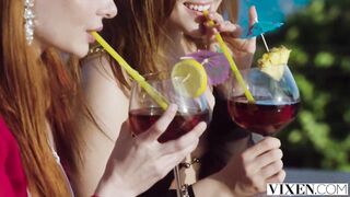VIXEN Pretty redheads tempt bartender during the time that on vacation