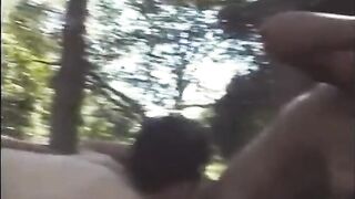 2 hawt Latinas sucks their males's tools out in the forest
