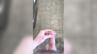 Tip play - Frenulum massage. Biggest spunk fountain.