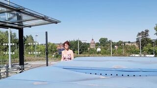 Public SQUIRT and BLOW and VOID URINE at the Trainstation