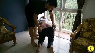This babe gets pantsed during the time that doing abode chores