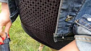 My stepmom jerks my dong in the fields
