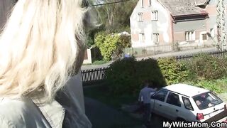 Screwing old mother in law outside