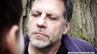 Creepy old stud licks butt and bangs runner in the park