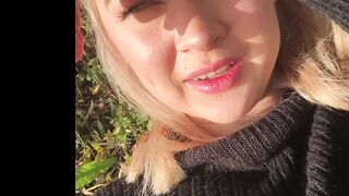 shy beauty has a great time outdoors