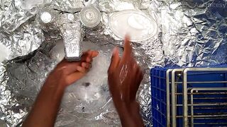 Playful Sings and Plays with! Washes Off Hands.