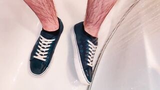 PISSING MY SHORTS AND BLUE VANS IN ADVANCE OF TAKING A SHOWER