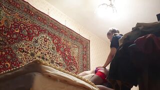 Cute Gal pegging dude amateur homemade